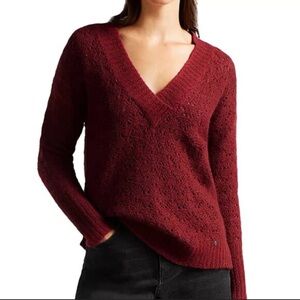 Ted Baker “Jackeiy” Oversized V-Neck Sweater – Burgundy (US M)
